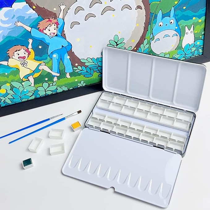 48Pcs Empty Watercolor Paint Pans – Full Pans, 3ml White Plastic Pans for Metal Watercolor Tins, Perfect for DIY Custom Palette, Repacking Solid & Homemade Watercolors