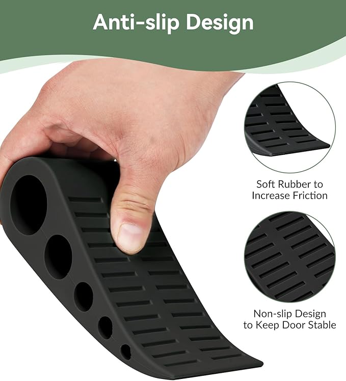 1.9 Inches Heavy Duty Door Stopper, 3 Pack Rubber Door Stop, Door Stoppers for Bottom of Door, Large Door Stopper Wedge for Home Office School (Black)