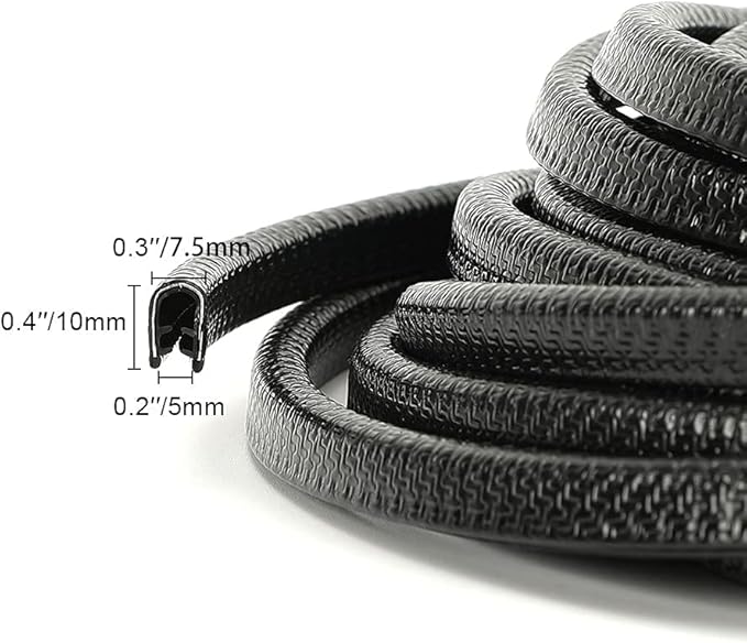 Winunite 16.4ft (5m) Car Door Edge Guards Black – Rubber, No Glue, U-Shaped, Built-in Metal Clips, Fits Most Vehicles, Fade-Resistant, Scratch- and Chip-Resistant – Reduces Dings in Parking Lots