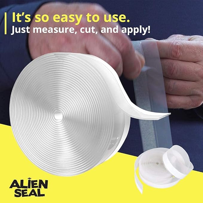 Alien Draft Seal Transparent Silicone Seal Strip Anti-Draft Adhesive and Flexible Flap to Seal Gaps Around Doors Showers and Windows Weather Stripping Insulator Tape As Seen On TV Set of 2 (6 Rolls)