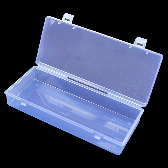 Goodma 6 Pieces Rectangular Empty Mini Clear Plastic Organizer Storage Box Containers with Hinged Lids (Blue, 6.1 x 2.6 x 1.2 inch)