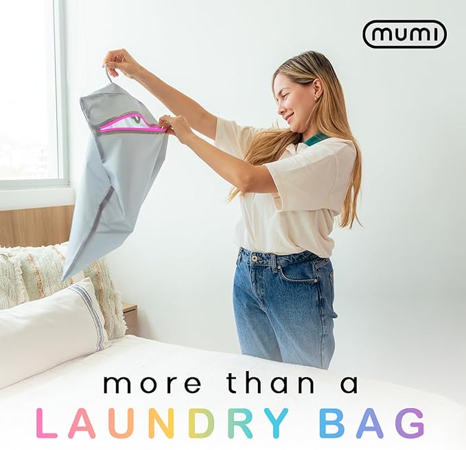 Mesh Laundry Bags for Delicates – MUMI Travel Laundry Bag with Hanger & Pouch | Large Lingerie Wash Bag for Washing Machine, Baby Clothes, Gym & Travel | Odor-Resistant Laundry Mesh Bag - Aqua