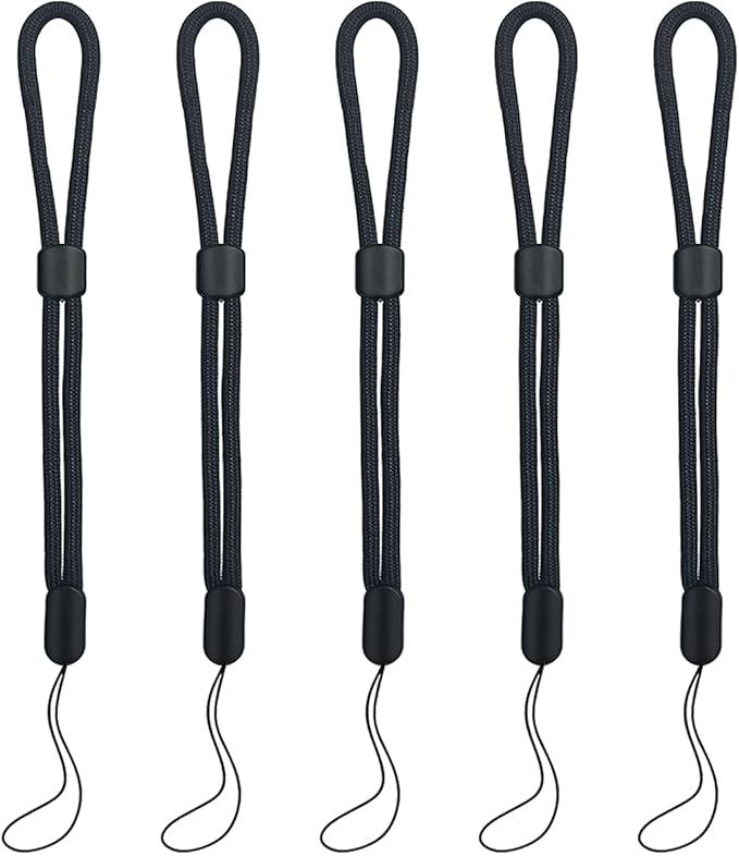 yuntop 5PCS Wrist lanyard, 8.8 inch Hand Wrist Strap Lanyard, Adjustable Nylon Wristlet Straps for Cell Phone, Camera, GoPro, PSP, USB Flash Drives, Flashlight (Black)