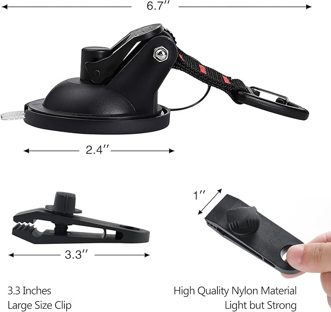 CONBOLA Suction Cups Hooks 8 pcs Car Camping Essentials Heavy Duty Tie Down Suction Cup Camper Accessories with Securing Hook Strong Power for Car Awning Boat SUV Tent Trap Window Glass. (8 pcs)