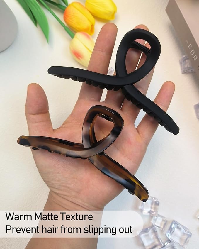 5 Inch Extra Large Claw Clips, 13 cm No Slip Matte Jumbo XL Hair Clips for Thick Long Curly Hair, Big Hair Claw Clips, 2 Pack