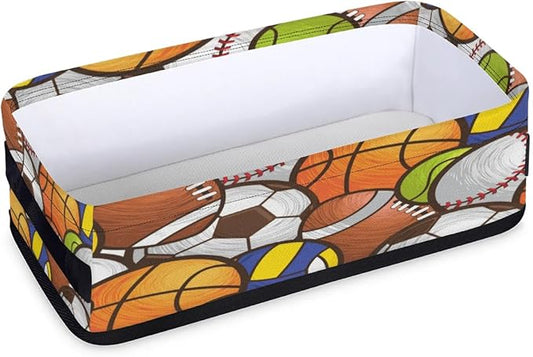 Sport Ball Small Bathroom Baskets for Toilet,Foldable Toilet Paper Tank Basket Organizer for Towels Storage Decorative Open Storage Bins for Home,Closet,Containers,Cabinet