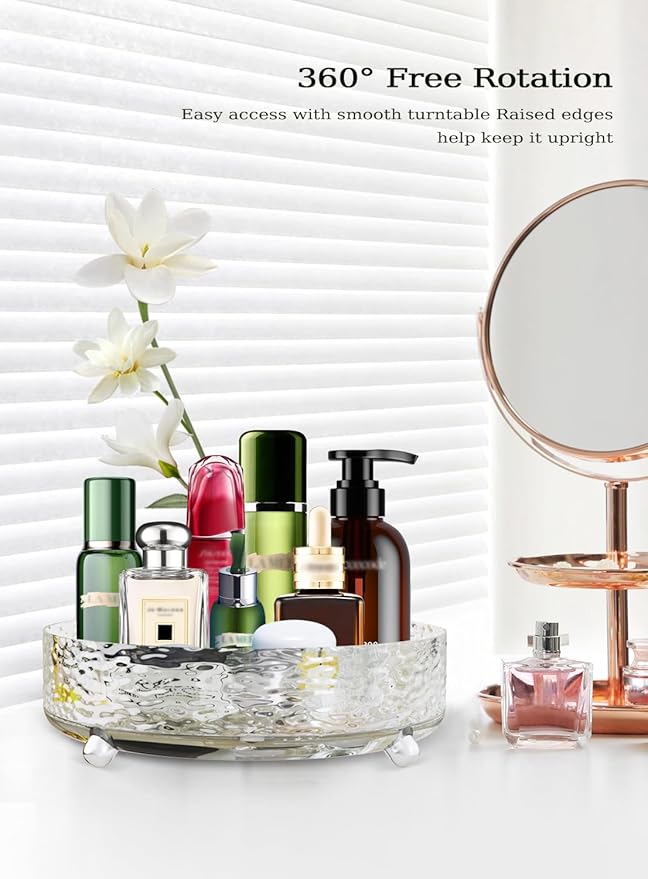 2 Pcs Lazy Susan Organizer, 9in &11in Elegant Lazy Susan Turntable Organizer, Modern Rotating Storage Organizer for Kitchen, Bathroom, Vanity, Countertop