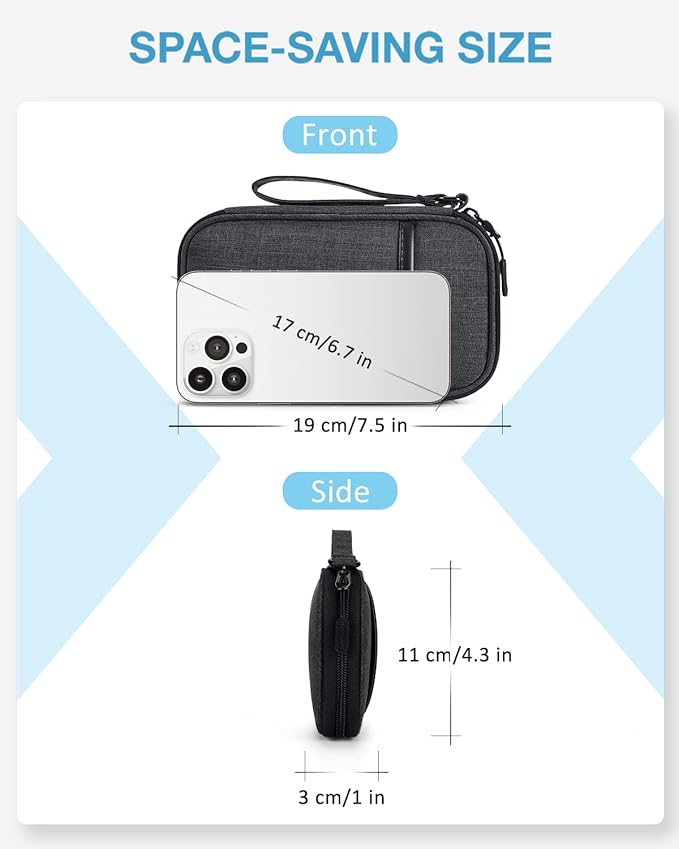 BAGSMART Cord Organizer Travel Cable Organizer Bag Tech Electronic Organizer Travel Case, Travel Essentials for Charger, Cable, Phone, Flash drive, Single Layer - Black