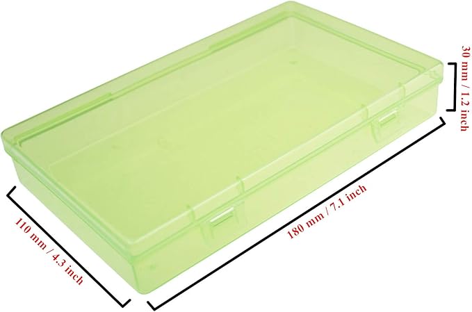 Goodma 4 Pieces Rectangular Plastic Boxes Empty Storage Organizer Containers with Hinged Lids for Small Items and Other Craft Projects (Green, 7.1 x 4.3 x 1.2 inch)