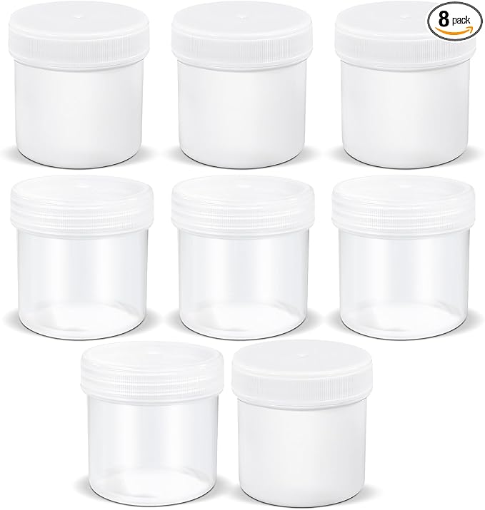 TSA Approved Wide Mouth Travel Size Containers, PP Clear & White Leak Proof Travel Plastic Jars with Lids for Creams Lotion Cosmetic, Jewelry Beads, Sample, Small Items Storage (3.4 oz, 8 Pcs)