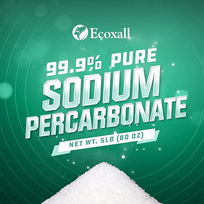 Ecoxall Sodium Percarbonate, 99.9% Pure Oxygen Bleach Powder, Laundry Stain Remover, Whitener, and Detergent Booster, Dishwasher Cleaner and Deodorizer, 5 lbs (80 oz), Pack of 1