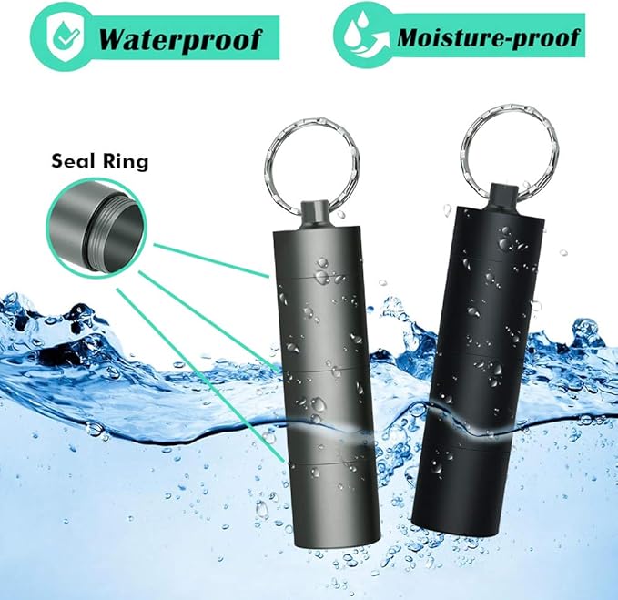 3 Packs Portable Keychain Pill Holder Case, EFFIET 3 Compartments Metal Pocket Emergency Pill Container Dispenser Box Outdoor Medicine Bottle Tin for Daily Supplyment (Mixed Color)