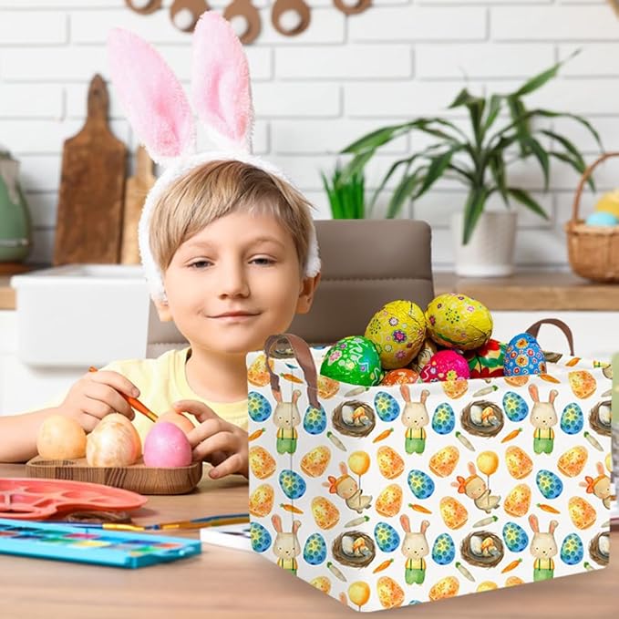 Rectangular Easter basket,Easter basket empty,Kids Storage Baskets for kids Bedroom,Gift bin,Kids Storage Bin,Easters gift baskets,Kids home Decor(Rabbit Easter egg)