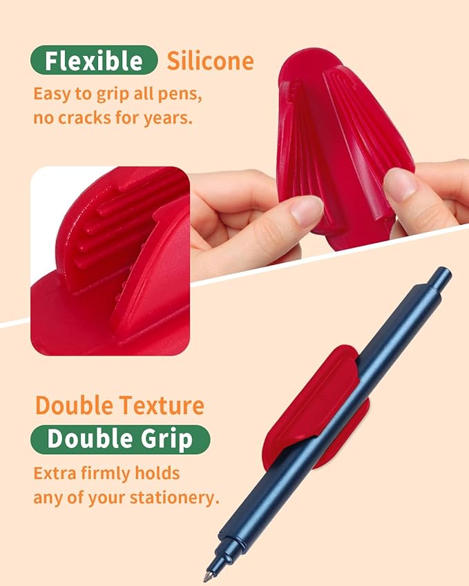 Adhesive Pencil Holders for Desk Set of 10 - Silicone Pen Holder with 15 PCS Upgraded Adhesive Pads - Flexible Pencil Holder for Walls Clipboards, Office Essentials Accessories Teacher Supplies