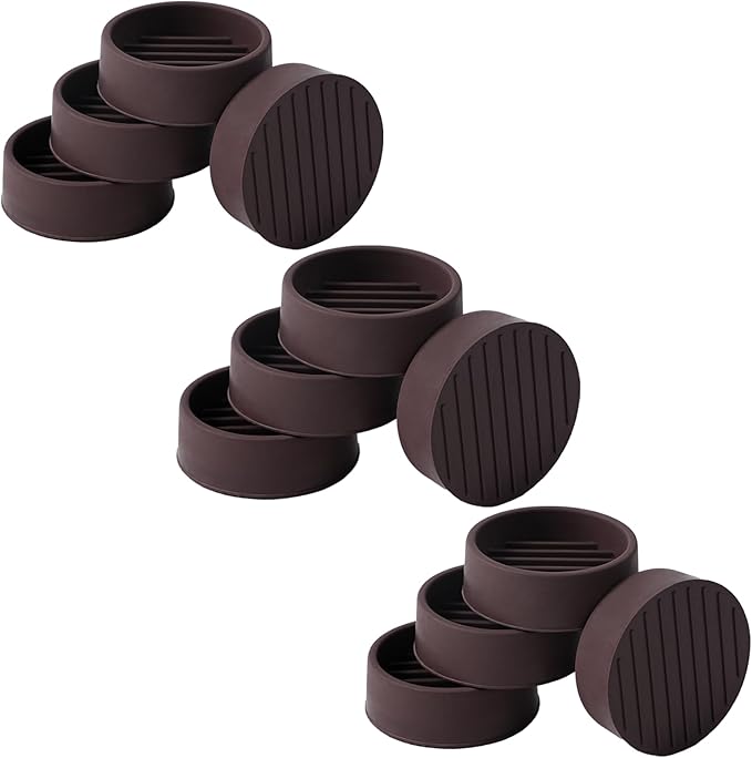 1.5x1.5 Round Rubber Furniture Caster Cups, Anti-Sliding Furniture Pads, Bed Stopper Floor Protectors with Grip - Protect Any Flooring