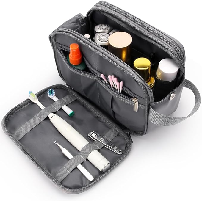 Toiletry Bag for Men, Travel Toiletry Organizer makeup Water-resistant Shaving Bag for Toiletries Accessories, Door Room Essentials(Gray)