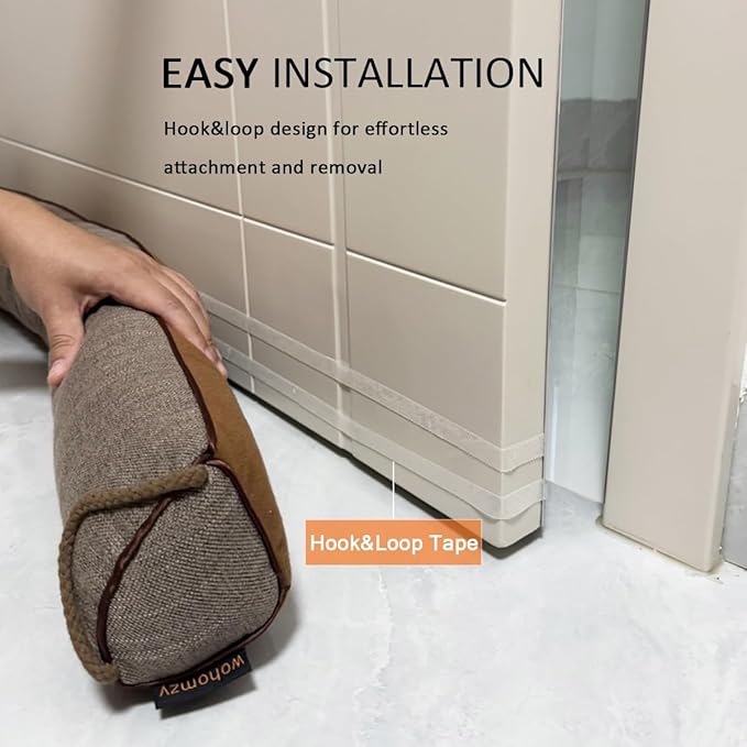 38 Inch Under Door Draft Stopper, Blocks Hot Cold Air and Wind from Door and Window Bottom, Weather Seal, Reduces Noise and Light, Triangular, Coffee