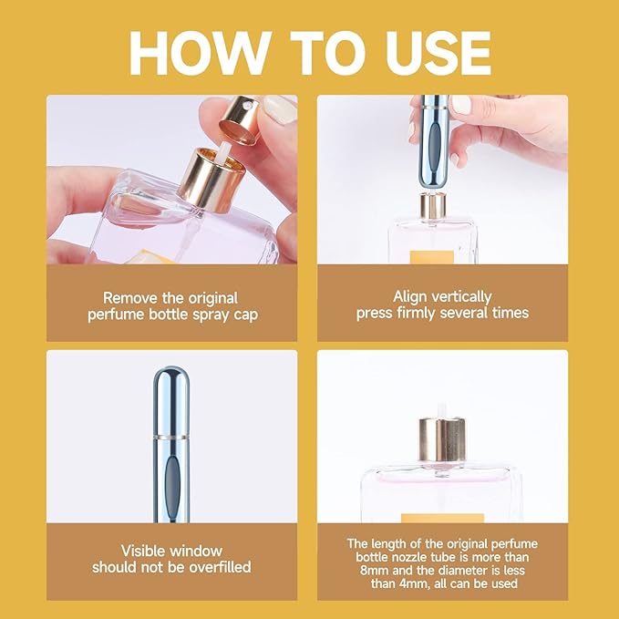 Yamadura Portable Mini Refillable Perfume Atomizer Bottle Spray, Atomizer Perfume Bottle, Scent Pump Case, Perfume Atomizer Travel (5ml, 4 Pack)