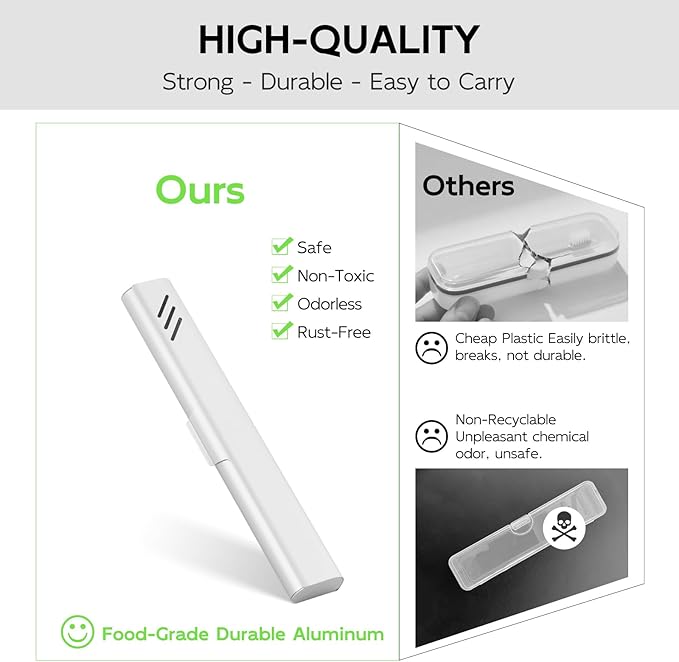 Travel Toothbrush Case, Portable Toothbrush Holder, Durable Aluminum Toothbrush Storage Box, Small Breathable Manual Toothbrush Container for Traveling, School, Camping, Business Trip - Sliver