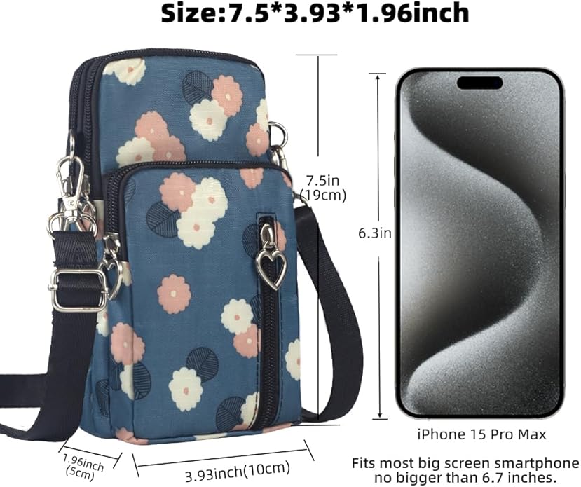 JANKS Small Crossbody Bag for Women - Mini Phone Purses with Crossbody Strap and Wallet - Nylon Arm Bag