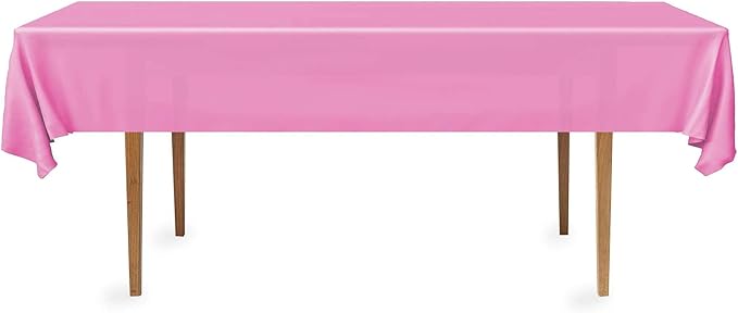 DecorRack 24 Pack Rectangular Tablecloths BPA-Free Plastic, 54 x 108 inch, Dining Table Cover Cloth for Parties, Picnic, Camping and Outdoor, Disposable or Reusable in Fuchsia Pink (24 Pack)