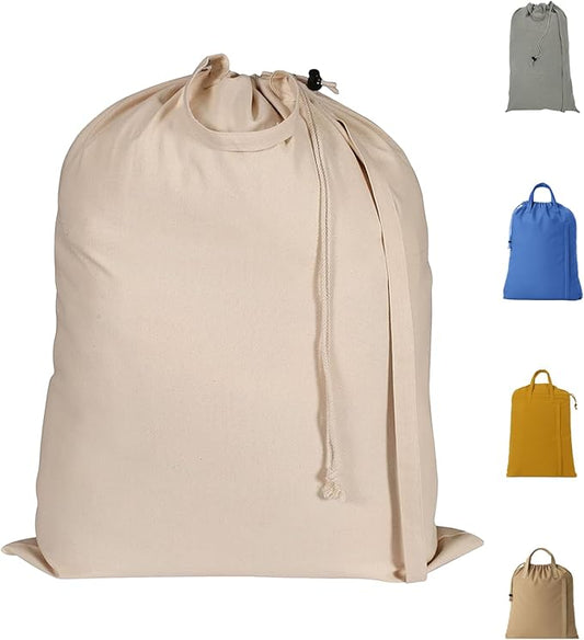 LFH Home Cotton Canvas Extra Large Laundry Bag with Handle, Heavy Duty Drawstring Closure Washable Laundry Bags School Travel, Home, Hotel, College Dorm, Organizer Sack, 28x36-Natural Thanksgiving