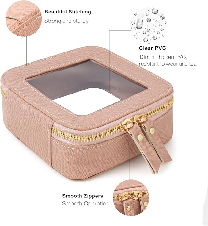 Travel Clear Makeup Bag Set, TSA Approved Cosmetic Bag Case with Zipper Portable Makeup Pouch Toiletry Bag Women Traveling Cosmetic Organizer Storage Bag Car Organizer Car Essentials for Women