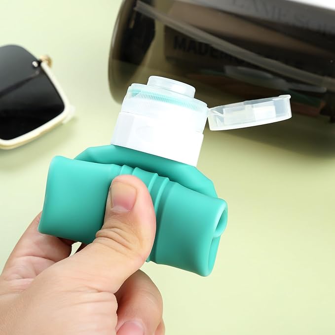 Travel Bottles for Toiletries, Large 6oz Oversize Containers, BPA Free Leak Proof Tubs Refillable Liquid Traveler Accessories with Toiletry Bag for Cometic Shampoo and Lotion Soap (4 Pack)