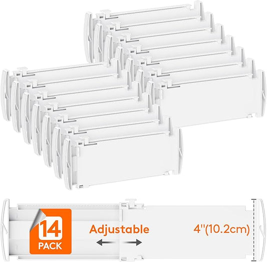 Lifewit 4" High 14 Pack Drawer Dividers, 10.5-16.5" Drawer Divider for Clothes, Adjustable Dresser Drawer Organizers, Plastic Drawers Separators for Clothes, Bedroom, Bathroom, Kitchen, Closet