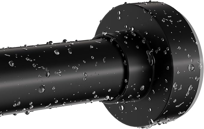 Black Shower Curtain Rod 34-96 Inches(2.8-8ft) Never Rust Adjustable Shower Rod Spring Tension Non Slip No Drilling Shower Rods for Bathroom Garland Window