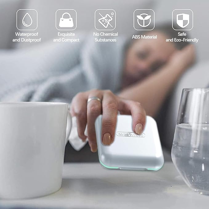 DUBSTAR Pill Case, Small Pill Box - Waterproof Portable Daily Small Pill Case for Purses Pocket Compact Travel Medicine Holder for Vitamins, Fish Oils, Supplements, Medication (White)