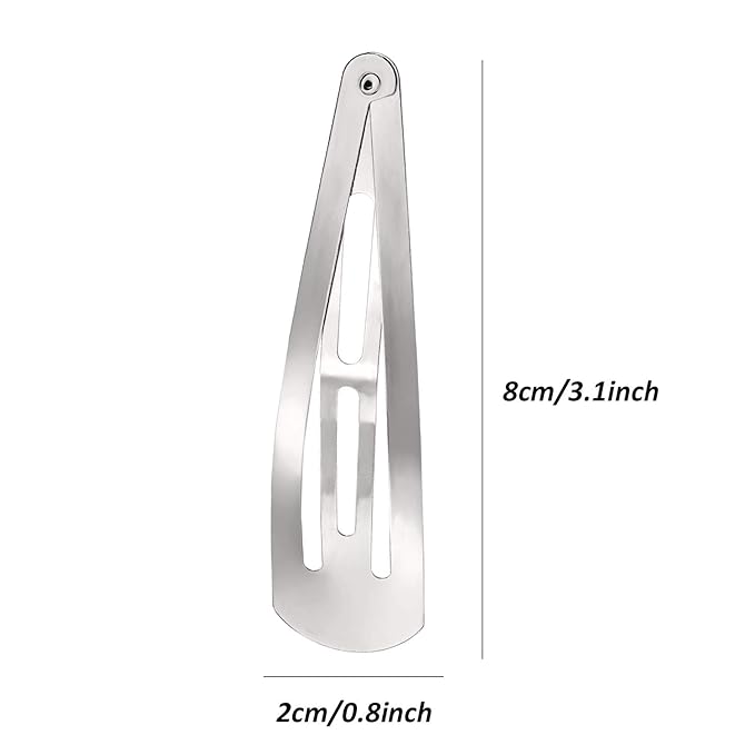 WILLBOND 30 Pieces 3.1 Inch Large Metal Snap Hair Clips Nonslip Barrettes Women Hair Accessories(Silver)