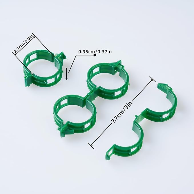 300 Pcs Plant Support Clips,Plastic Clips for Securing Plants,Tomato Vine Clips,Plant Fixing Clips,Garden Clips for Climbing Plants,Grape and Vine Vegetables (300, Green)