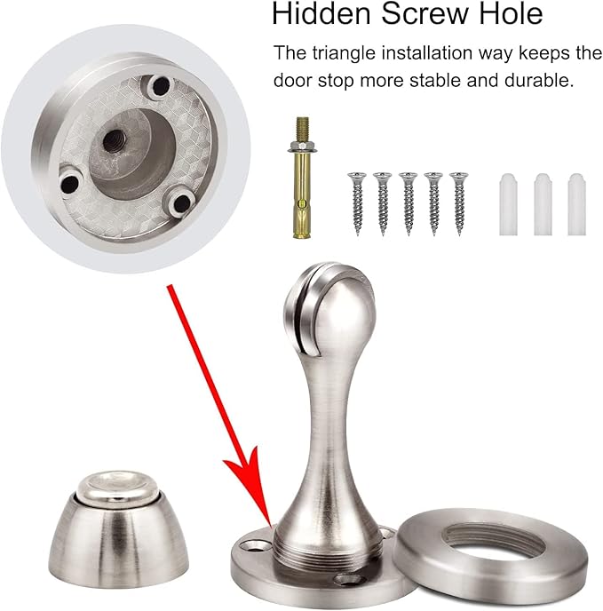 10 Pack Door Stops, Magnetic Door Stopper, Floor Wall Mount Manget Door Stop Heavy Duty Soft Catch Magnetic Doorstop Holders to Keep Door Open, Silver
