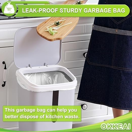 OKKEAI 4-5 Gallon Trash Bags, Small Garbage Bags, Bathroom Trash Can Bags, 150 Counts Wastebasket Liners for Office Kitchen, White, Fits 15-20 Liter Bins