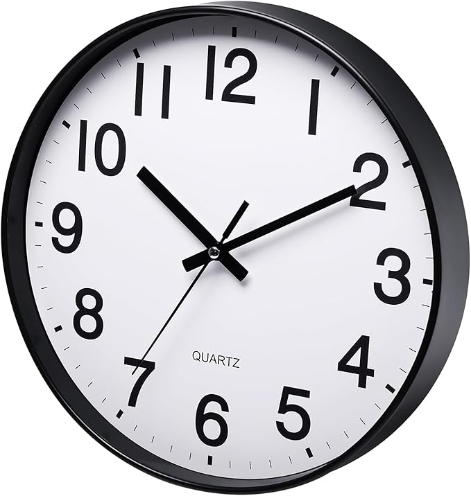 NUOVO 12 Inch Round Wall Clock Silent & Non-Ticking Simple Wall Clock Battery Operated for Living Room Bedroom Kitchen