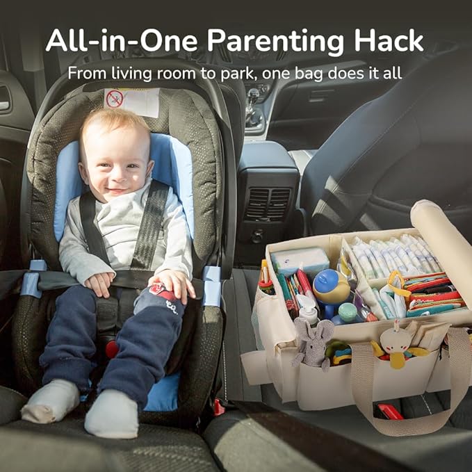 YOHOOLYO Baby Diaper Caddy Organizer, Large Portable Storage Basket for Newborn Essentials, Nursery Must-Have for Boys and Girls, Gift for Baby Shower and Registry Must-Have, Car and Travel Caddy