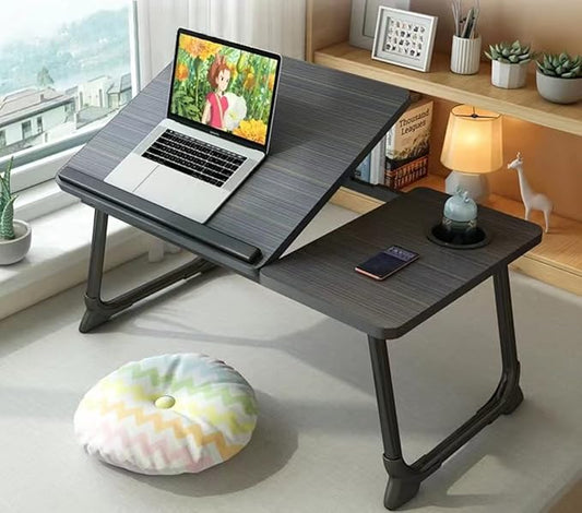 Laptop Desk for Bed Couch, Lap Desk for Laptop, Portable Laptop Stand for Desk, Small Adjustable Laptop Desk, Foldable Bed Table for Laptops and Writing, Bed Tray Table with Cup Holder (Black)