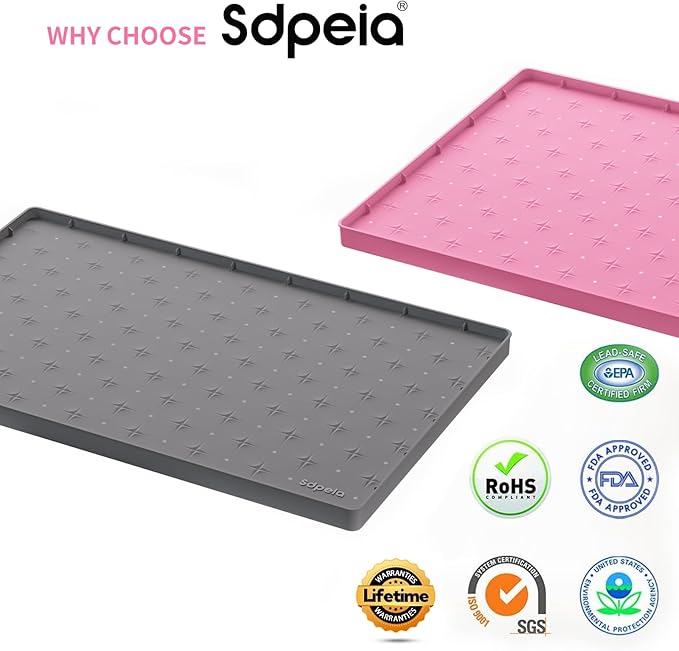 Sdpeia Under Sink Mat 31"×22" Waterproof Silicone Cabinet Liner & Sink Protector for Kitchen & Bathroom, Multi-Purpose Organizers Tray for Pets, Laundry, Cat Litter Mat,Gray