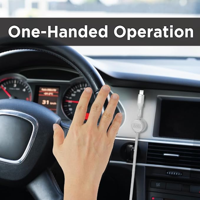 BLACK+DECKER Magnetic Cord Organizer Holder, 6 Pack Magnetic Cable Clips, Under Desk Cable Management, Strong Adhesive Cord Holder for Nightstand Kitchen Appliances Car Wall Office (White)