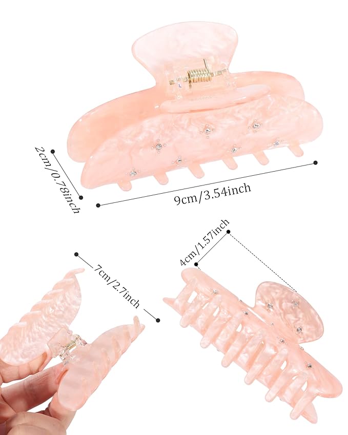 4Pcs Large Acrylic Clips - Big Non-Slip Banana Barrettes for Thick Hair, Strong Hold Jaw Clips for Women Girls