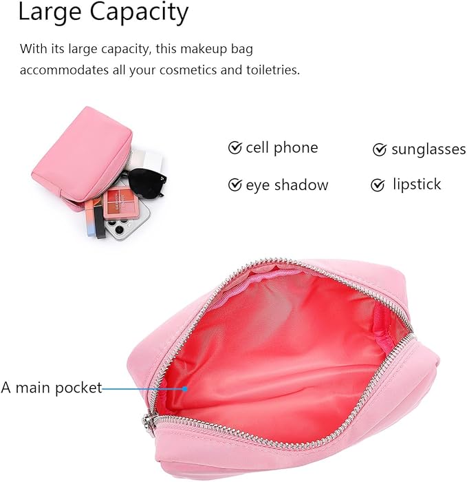 Waterproof Makeup Bag Large Capacity Women's Classic Black Wash Bag Adjustable Partition Wash Bag Brush and Cosmetic Carrying Bag… (Pink)