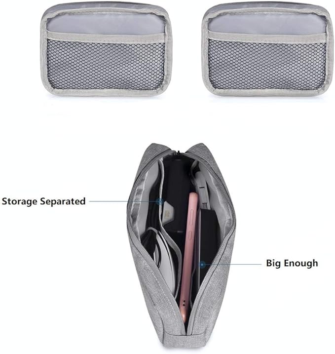 Universal Electronics/Accessories Soft Carrying Case Bag, Durable & Light-weight,Suitable for Out-going, Business, Travel and Cosmetics Kit (Small+Big-Gray)