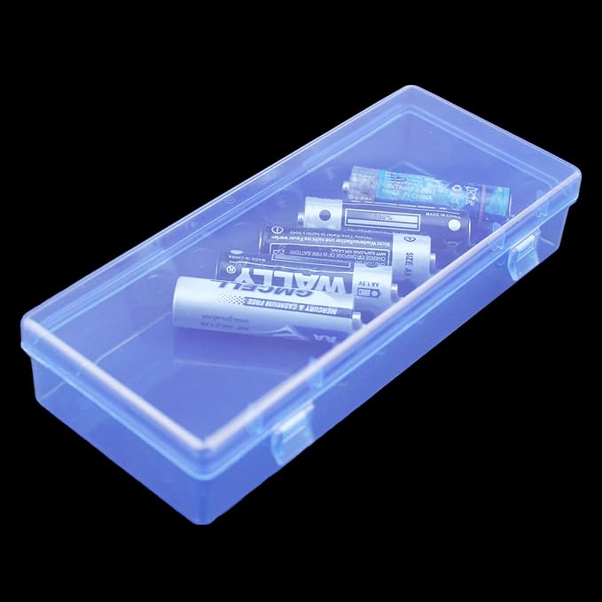 Goodma 6 Pieces Rectangular Empty Mini Clear Plastic Organizer Storage Box Containers with Hinged Lids (Blue, 6.1 x 2.6 x 1.2 inch)
