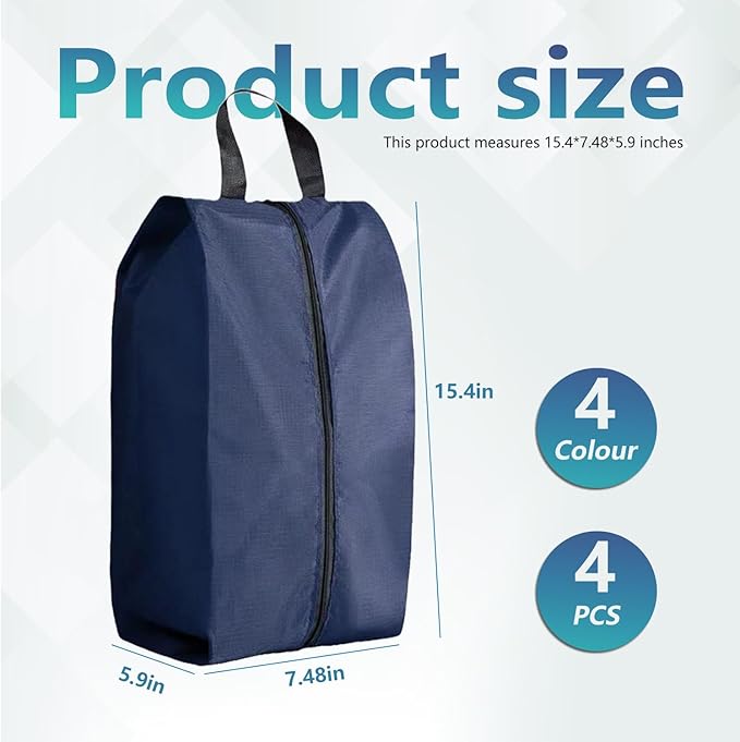 Travel Shoe Bag 4-Piece Men's and Women's Waterproof Nylon Zipper, Travel Shoe Storage Bag, Shoe Storage Bag