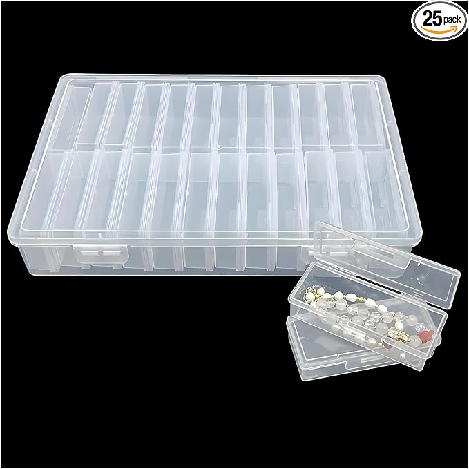 Plastic File Storage Box Bead Organizer- 25PCS Suitable For A4 Paper,Tool Storage,Electronic Parts,Bead Storage,Photo Organizer,Scrapbook,Sewing,Jewelry Making,Diamond Art,Small Parts