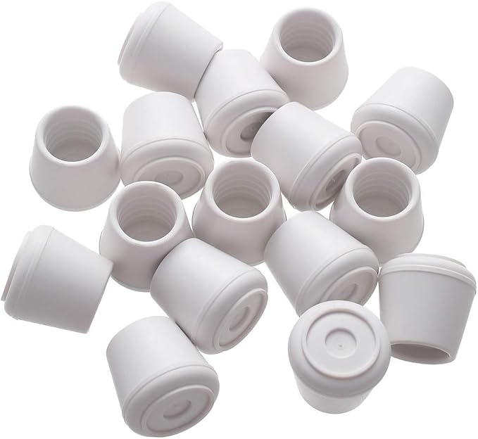 Furnigear Chair Leg Tips Caps Non-Slip Rubber Leg Tips 7/8” Inner Diameter Chair Leg Floor Protectors Round White, 64 Pack