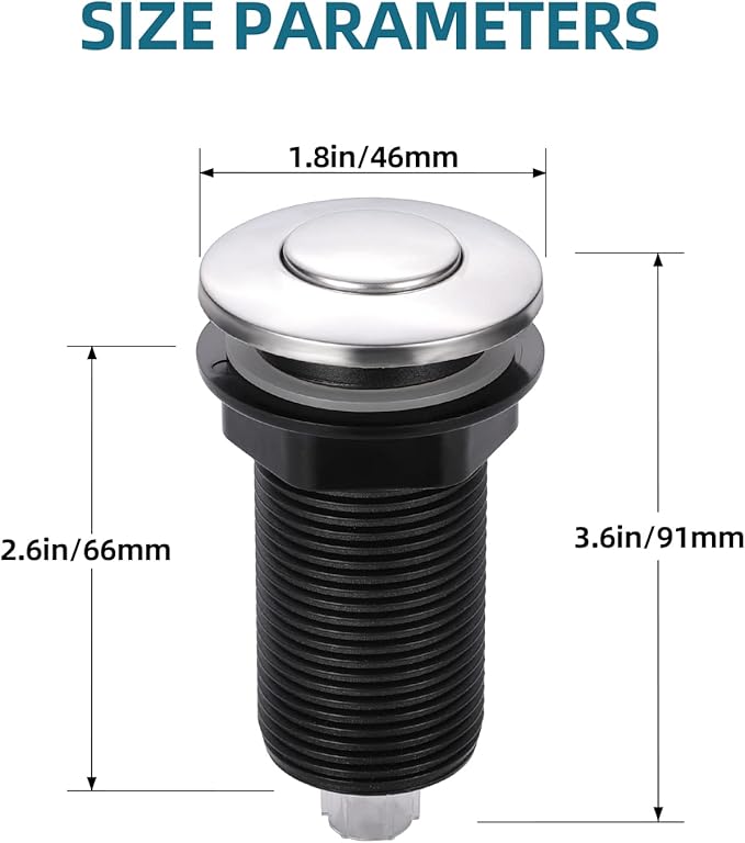 RQYEKDO Garbage Disposal Air Switch Kitchen Sink Top Long Stainless Steel Brushed Nickel Long 2.5" for Food and Waste Disposal On/Off Air Button Parts Black…