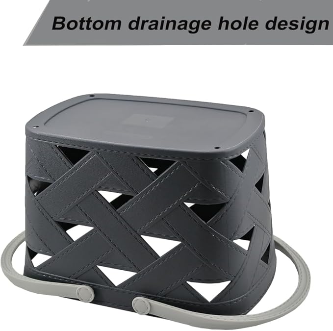 Portable Shower Caddy 2 Pack, Tote Plastic Storage Basket with Handle Shelf Organizers Bin for Bathroom, College Dorm, Kitchen, Garden, Camping, Cleaning Supplies (Dark grey 2 pcs)