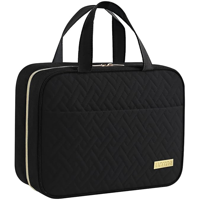 HOTOR Travel Toiletry Bag - Hanging Toiletry Bag for Women & Men, Makeup Bag with Large Compartment, Waterproof for Travel Accessories, Travel Essentials, Large, Black